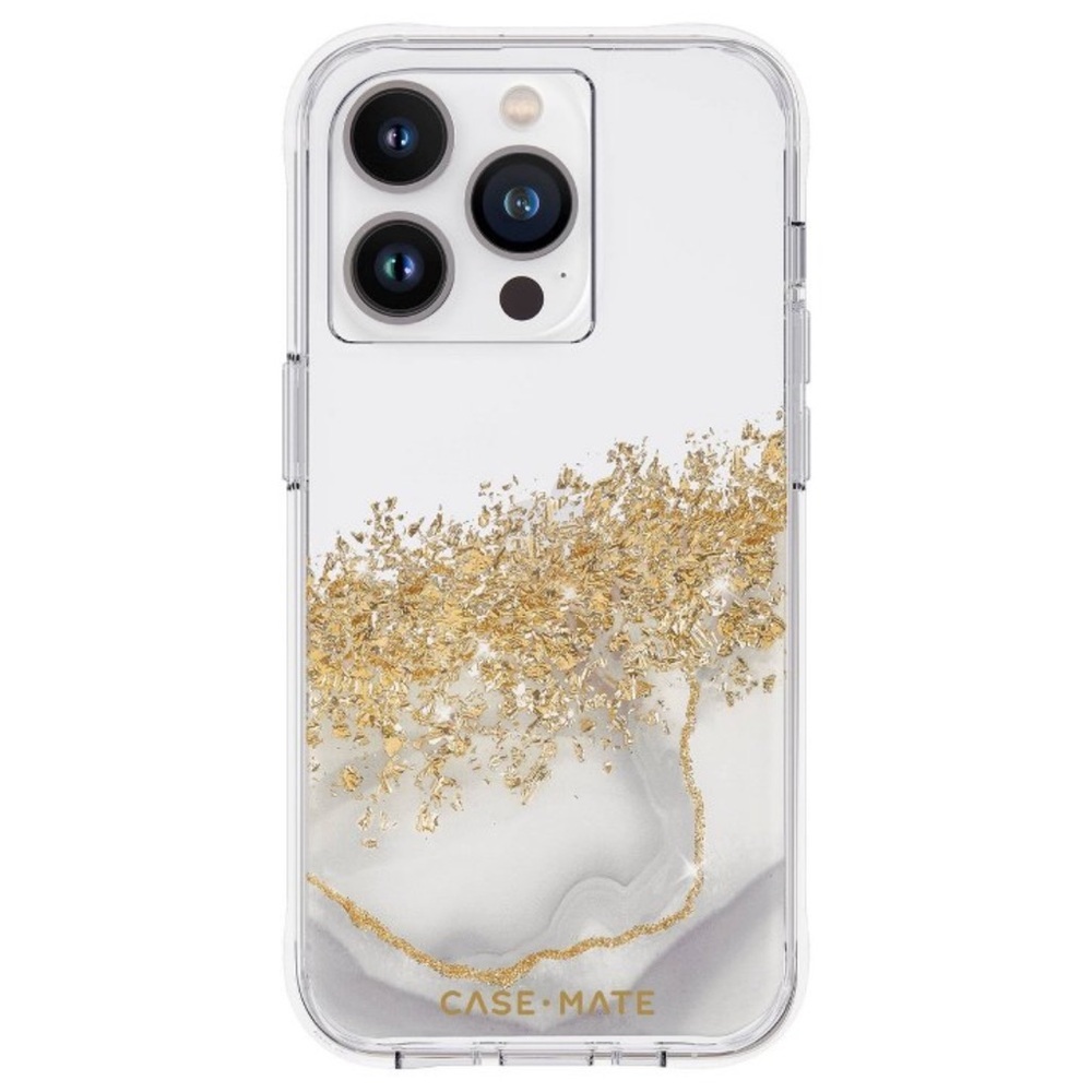 CaseMate iPhone 14 Pro Case White Gold Marble